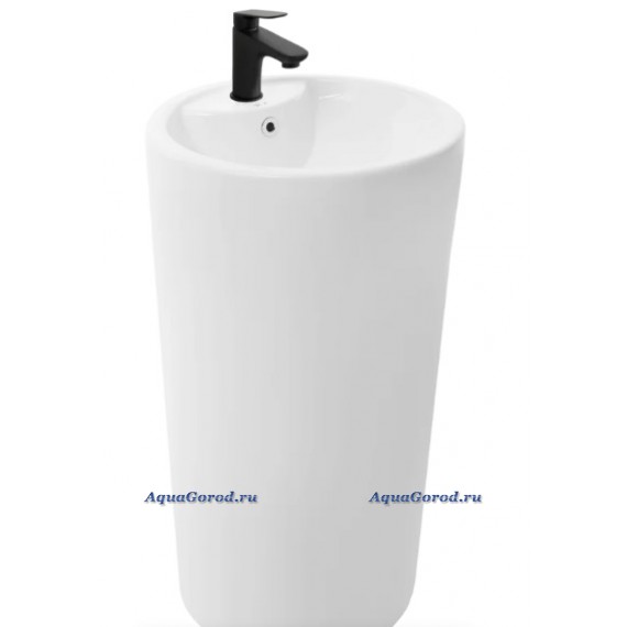 Раковина напольная Weltwasser WW Leerbach 10000005491 4646 GL-WT 46 глянцевая белая, круглая, моноблок, фаянс