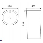 Раковина напольная Weltwasser WW Leerbach 10000005491 4646 GL-WT 46 глянцевая белая, круглая, моноблок, фаянс