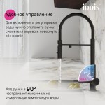 Смеситель для кухни IDDIS Ikon латунь гибкий излив матовый черный IIKNBLFFi05