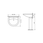 Раковина Sanita Аттика 48 глянцевая белая с пьедесталом PD.FS/Attica_24/N/WHT.G/S1