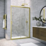 Душевая дверь в нишу Vegas-Glass Novo 105 раздвижная прозрачное стекло профиль золото ZP NOVO h2000 105 03 01