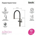 Смеситель для кухни IDDIS Айкон (Ikon) с каналом для фильтрованной воды и гибким изливом графит IKNGMFFi05 Смеситель для кухни IDDIS Айкон (Ikon) с каналом для фильтрованной воды и гибким изливом графит IKNGMFFi05