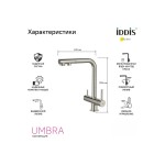 Смеситель для кухни IDDIS Умбра (Umbra) с подключением к питьевой воде матовая сталь UMBBNPFi05
