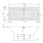Акриловая ванна Villeroy & Boch Oberon 2.0 UBQ180OBR2DV-01 180x80 см, встраиваемая, цвет альпийский белый, на ножках, со сливом-переливом