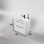 Тумба с раковиной Style Line Марелла 60 подвесная белая матовая СС-00002404/СС-00002367