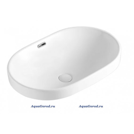 Раковина Orange B05-600W 60 глянцевая белая, овальная, встраиваемая сверху