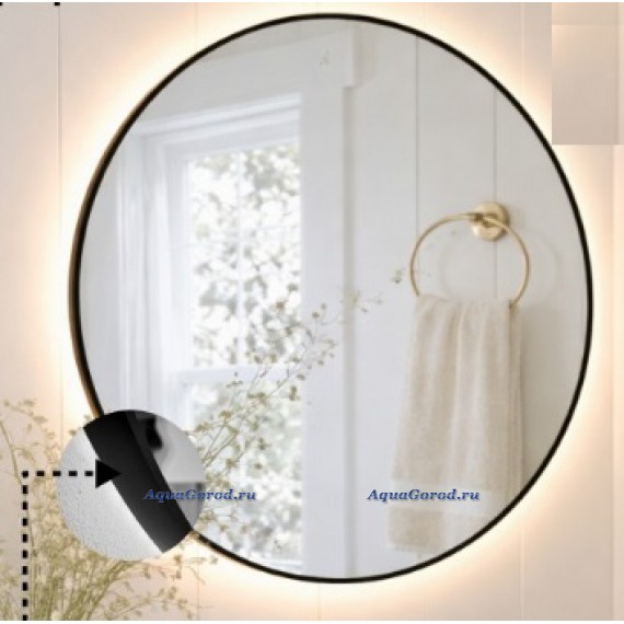 Зеркало Baniera Спарта D800 LED Black с подсветкой, круглое, сенсор B25001