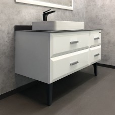Тумба с раковиной Comforty Империя-120 белая с графитовой столешницей и накладной раковиной 00-00013788CF