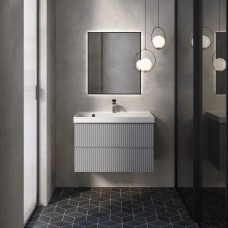 Тумба с раковиной AQUAme S1 80 подвесная, 2 ящика, серая AQM900180GM/10.170.00800.001