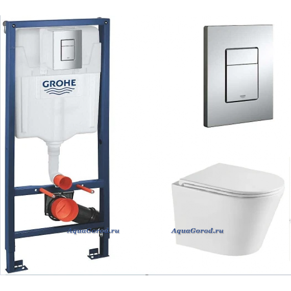 Инсталляция Grohe Rapid SL 3 в 1 с кнопкой смыва + Унитаз подвесной Baniera Афина Торнадо Invisible с сиденьем SoftClose 38772001/BW23 Инсталляция Grohe Rapid SL 3 в 1 с кнопкой смыва + Унитаз подвесной Baniera Афина Торнадо Invisible с сиденьем SoftClose 38772001/BW23
