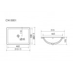Раковина встраиваемая снизу Ceramicanova Era CN15001 52 глянцевая белая, прямоугольная