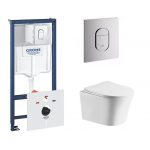 Инсталляция Grohe Rapid SL 3 в 1 с кнопкой смыва + Унитаз подвесной Grossman Style горизонтальный выпуск сиденье микролифт белый Grohe 38929000/GR-4475S