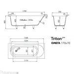 Ванна из искусственного камня Triton Омега 170x70 встраиваемая белая на ножках Щ0000067077