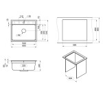 Мойка для кухни Granula Kitchen Space 60х51 прямоугольная черная 6003i шварц