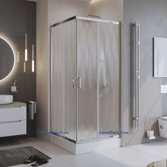 Душевой уголок BelBagno UNO 90х195 раздвижной стекло шиншилла профиль хром UNO-195-A-2-90-CH-CR