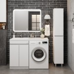 Тумба под умывальник Onika Милтон 60 с дверками под стиральную машину белый глянец 105802