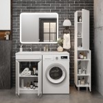 Тумба под умывальник Onika Милтон 60 с дверками под стиральную машину белый глянец 105802