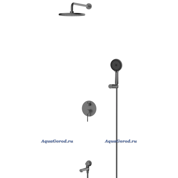 Душевая система Cezares RELAX встраиваемая с изливом оружейная сталь матовая RELAX-VDSET-GM