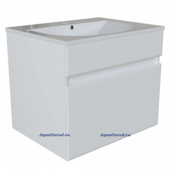 Тумба под умывальник Mixline Брикс 60 подвесная глянцевая белая 555004