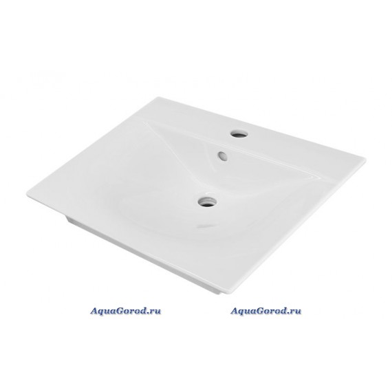 Мебельная раковина Sanita luxe Breeze 60 накладная глянцевая белая прямоугольная фарфор WB.FN/Breeze/60-C/WHT.G/S1