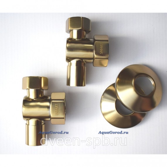 Набор подключения Двин с круглыми угловыми вентилями г/г -матовое золото