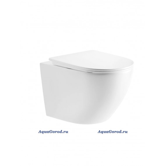 Унитаз подвесной River Michigan 520х360х365 безободковый с микролифтом белый глянец MICHIGAN 520 WT