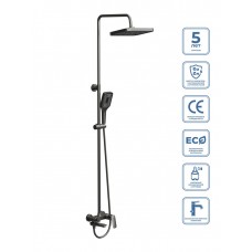 Душевая стойка BelBagno со смесителем и изливом оружейная сталь DUE-VSCM-GM