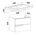 Тумба с раковиной Runo Лада 40 напольная белая