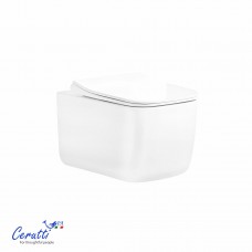 Унитаз подвесной CeruttiSPA TACITO Aria Tornado безободковый 525х360х320 дюропласт микролифт CT12033