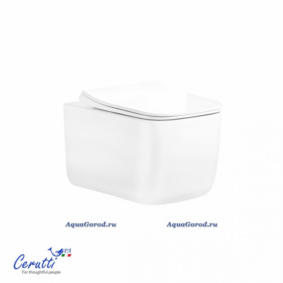 Унитаз подвесной CeruttiSPA TACITO Aria Tornado безободковый 525х360х320 дюропласт микролифт CT12033