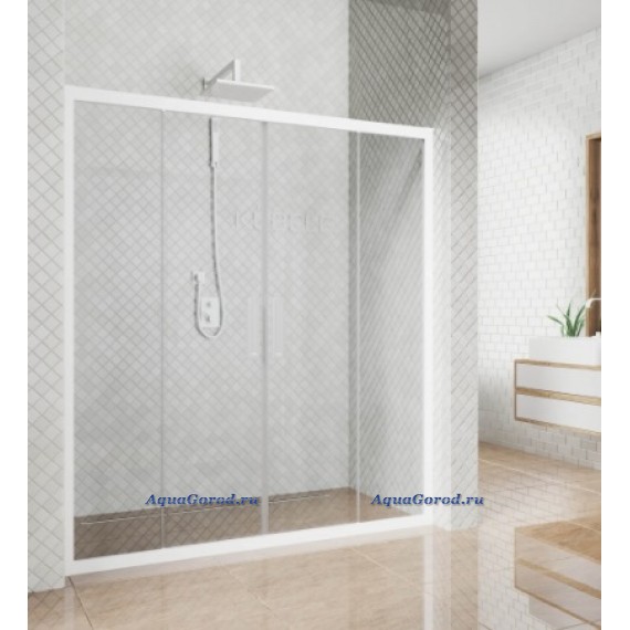 Душевая дверь в нишу Kubele DE019D4 175х200 профиль белый матовый, стекло бесцветное, защитное покрытие GuteClean