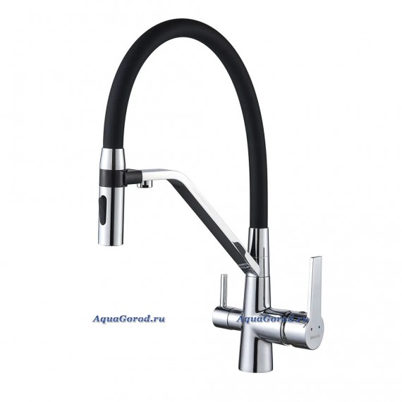 Смеситель для кухни Shevanik хром/черный S278