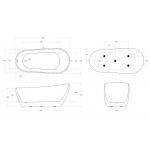 Акриловая ванна BelBagno BB704 170x80 см, отдельностоящая, белая, овальная, на ножках, со сливом-переливом, с донным клапаном