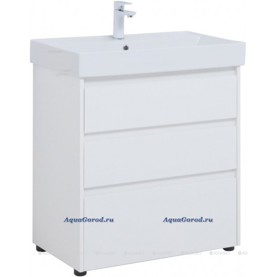 Тумба под умывальник Aquanet Nova Lite 75 белый глянец 3 ящика 00302472