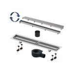 Монтажный комплект TECE TECElinus для дренажного канала 2 в 1 с основой для плитки tile и steel с мембраной хром матовый 15103069