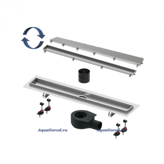 Монтажный комплект TECE TECElinus для дренажного канала 2 в 1 с основой для плитки tile и steel с мембраной хром матовый 15103069