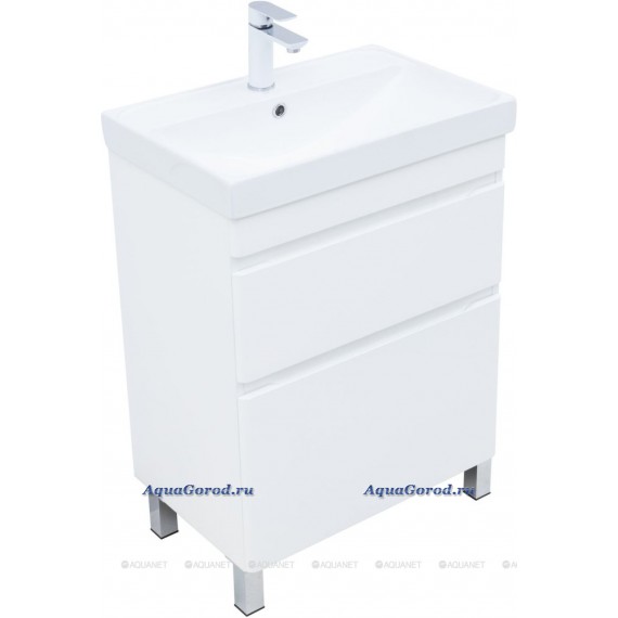 Тумба под умывальник Aquanet Слим 60 напольная белый сатин 00346042