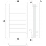 Полотенцесушитель электрический TERMINUS Аврора П8 500х850 оружейная сталь 4670078566232