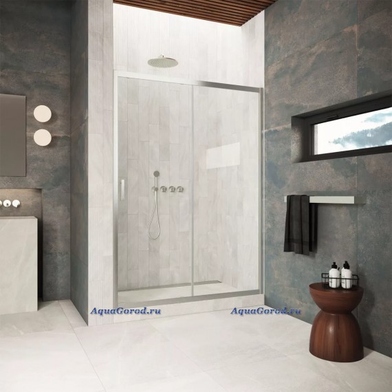 Двери в душевой проем Vegas Glass 100х200 прозрачное стекло профиль никель ZP Protec 100 04 01