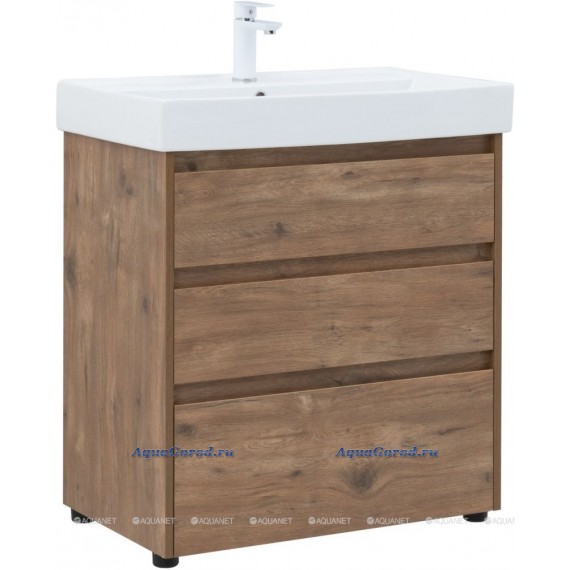 Тумба под умывальник Aquanet Nova Lite 75 напольная 3 ящика дуб рустикальный 00302474