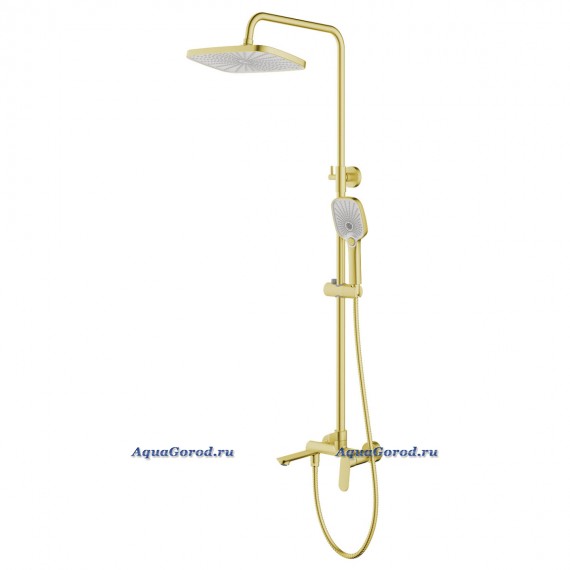Душевая система Azario Alanti с квадратным тропическим душем золото матовое AZ-K2332-1MG Душевая система Azario Alanti с квадратным тропическим душем золото матовое AZ-K2332-1MG