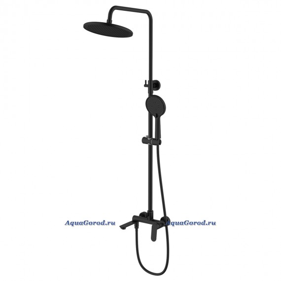 Душевая система Azario Alanti с круглым тропическим душем черный матовый AZ-K2332B Душевая система Azario Alanti с круглым тропическим душем черный матовый AZ-K2332B