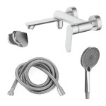 Cмеситель для ванны Azario Alanti с ручным душем керамический картридж сатин AZ-K3032BN Cмеситель для ванны Azario Alanti с ручным душем керамический картридж сатин AZ-K3032BN