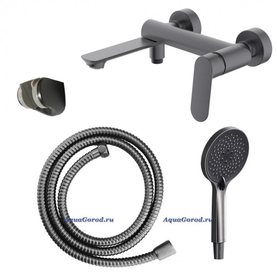 Cмеситель для ванны Azario Alanti с ручным душем керамический картридж графит AZ-K3032GR Cмеситель для ванны Azario Alanti с ручным душем керамический картридж графит AZ-K3032GR