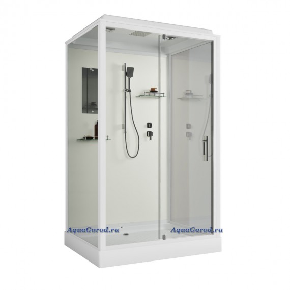 Душевая кабина Niagara Standart 100х80 с крышей распашная прозрачное стекло белый профиль ST100/80/15Q