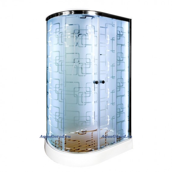 Душевая кабина Deto 110x80 с крышей низкий поддон стекло с узором Deto EM 1511R LED