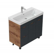 Тумба под умывальник Onika Айленд 90 напольная графит / дуб крафт золотой 109032