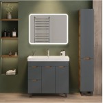 Тумба под умывальник Onika Айленд 90 напольная графит / дуб крафт золотой 109032