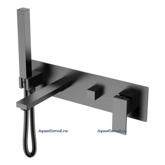 Cмеситель Boheme Qubic 474-2-GM для душа и ванны, с внутренней частью, matt gun metal Cмеситель Boheme Qubic 474-2-GM для душа и ванны, с внутренней частью, matt gun metal