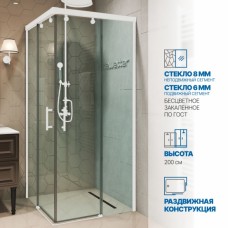 Душевой уголок GuteWetter SLIDE RECTAN GK-864 100x90x200 см, цвет фурнитуры белый матовый, цвет стекла бесцветный, с защитным покрытием Душевой уголок GuteWetter SLIDE RECTAN GK-864 100x90x200 см, цвет фурнитуры белый матовый, цвет стекла бесцветный, с защитным покрытием